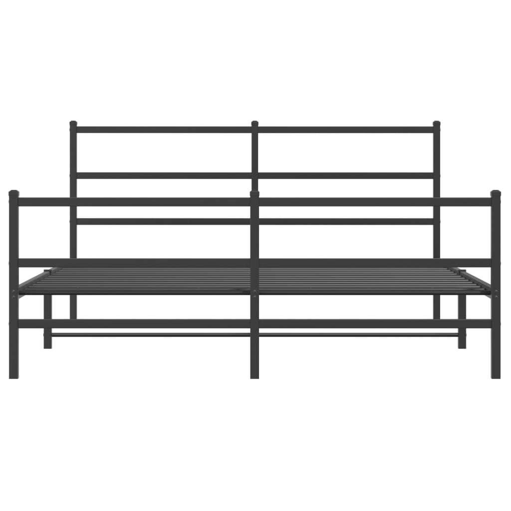 vidaXL Metalowa rama łóżka z wezgłowiem i zanóżkiem, czarna, 150x200cm