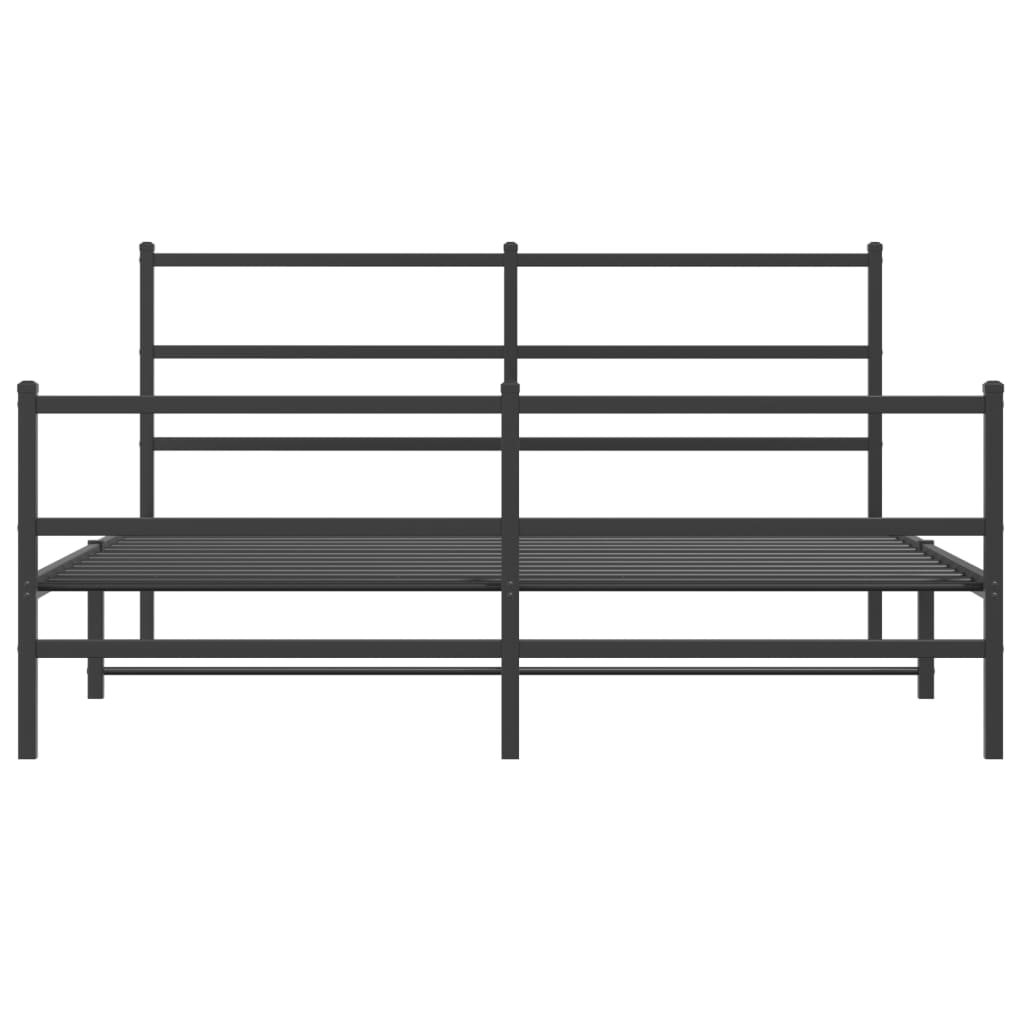 vidaXL Metalowa rama łóżka z wezgłowiem i zanóżkiem, czarna, 160x200cm