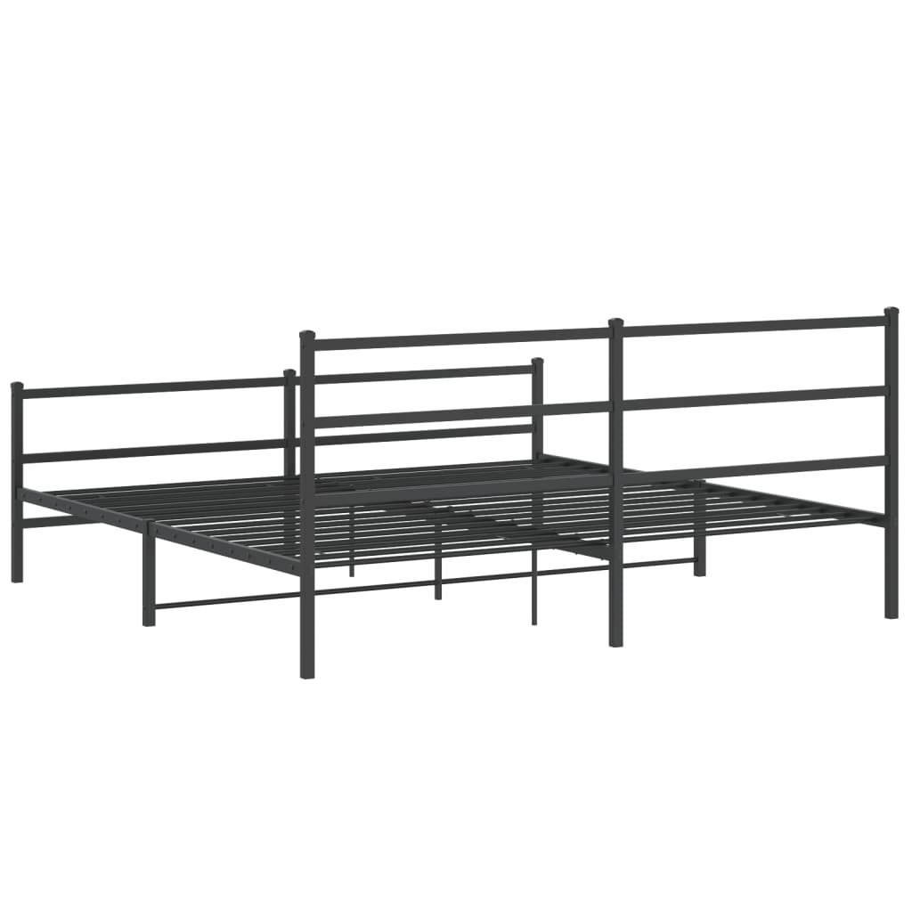 vidaXL Metalowa rama łóżka z wezgłowiem i zanóżkiem, czarna, 180x200cm