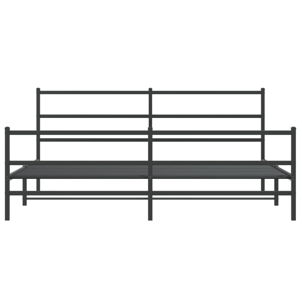 vidaXL Metalowa rama łóżka z wezgłowiem i zanóżkiem, czarna, 183x213cm
