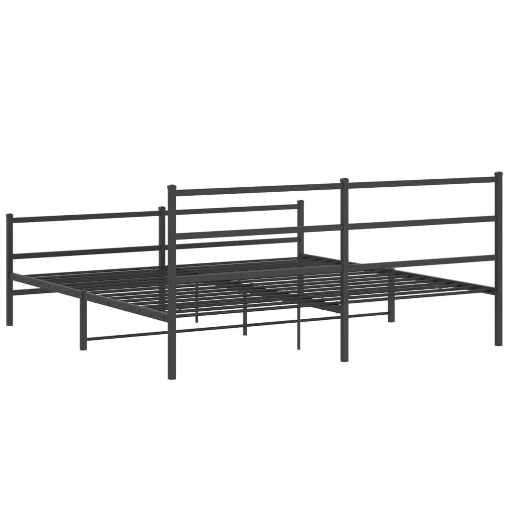 vidaXL Metalowa rama łóżka z wezgłowiem i zanóżkiem, czarna, 183x213cm