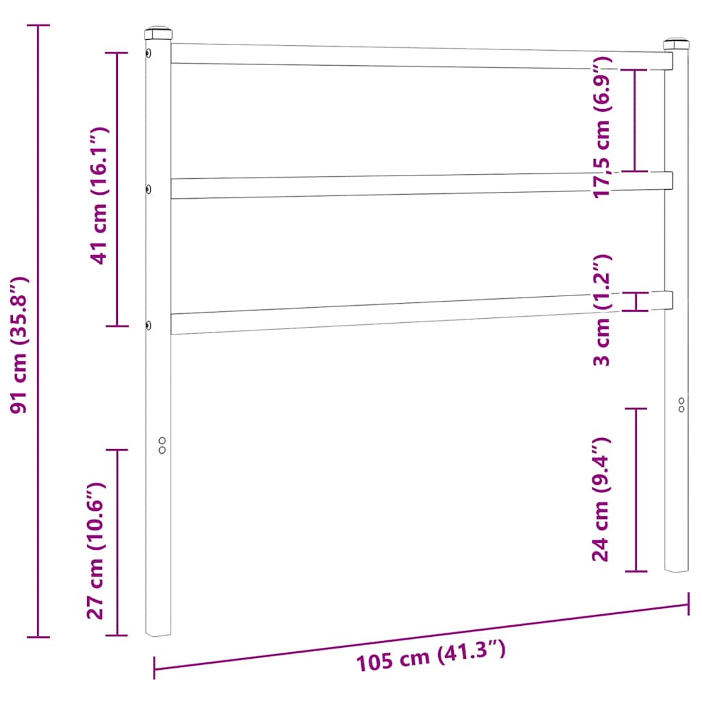 vidaXL Metalowe wymienne wezgłowie, czarne, 100 cm