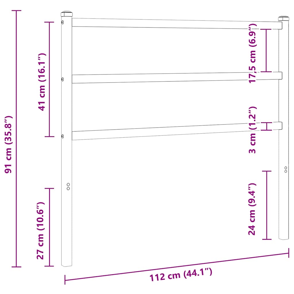 vidaXL Metalowe wymienne wezgłowie, czarne, 107 cm