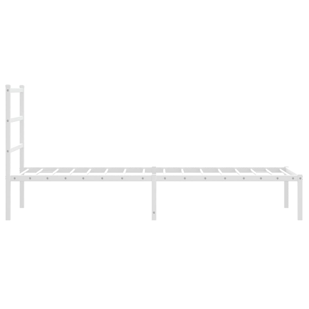 vidaXL Metalowe łóżko z wezgłowiem, bez materaca, białe, 75x190 cm