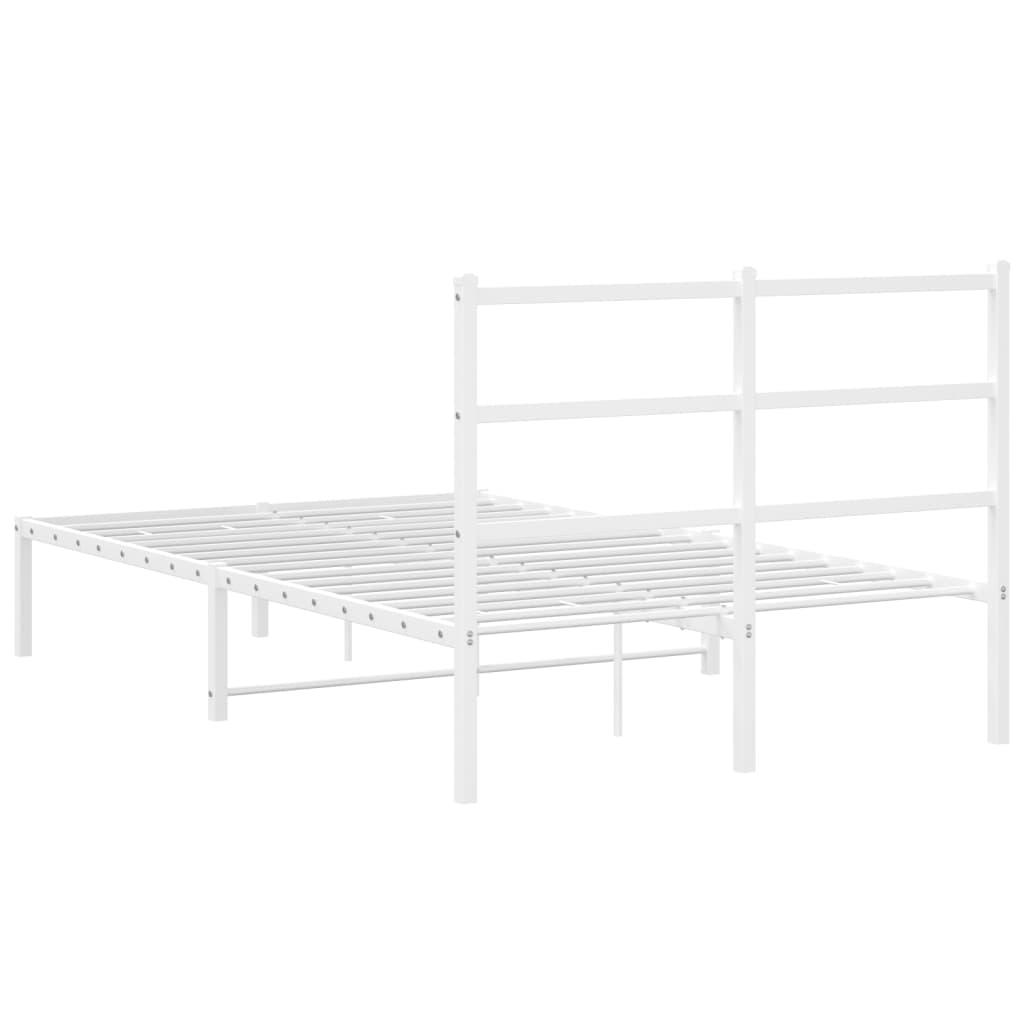 vidaXL Metalowa rama łóżka z wezgłowiem, biała, 120x200 cm