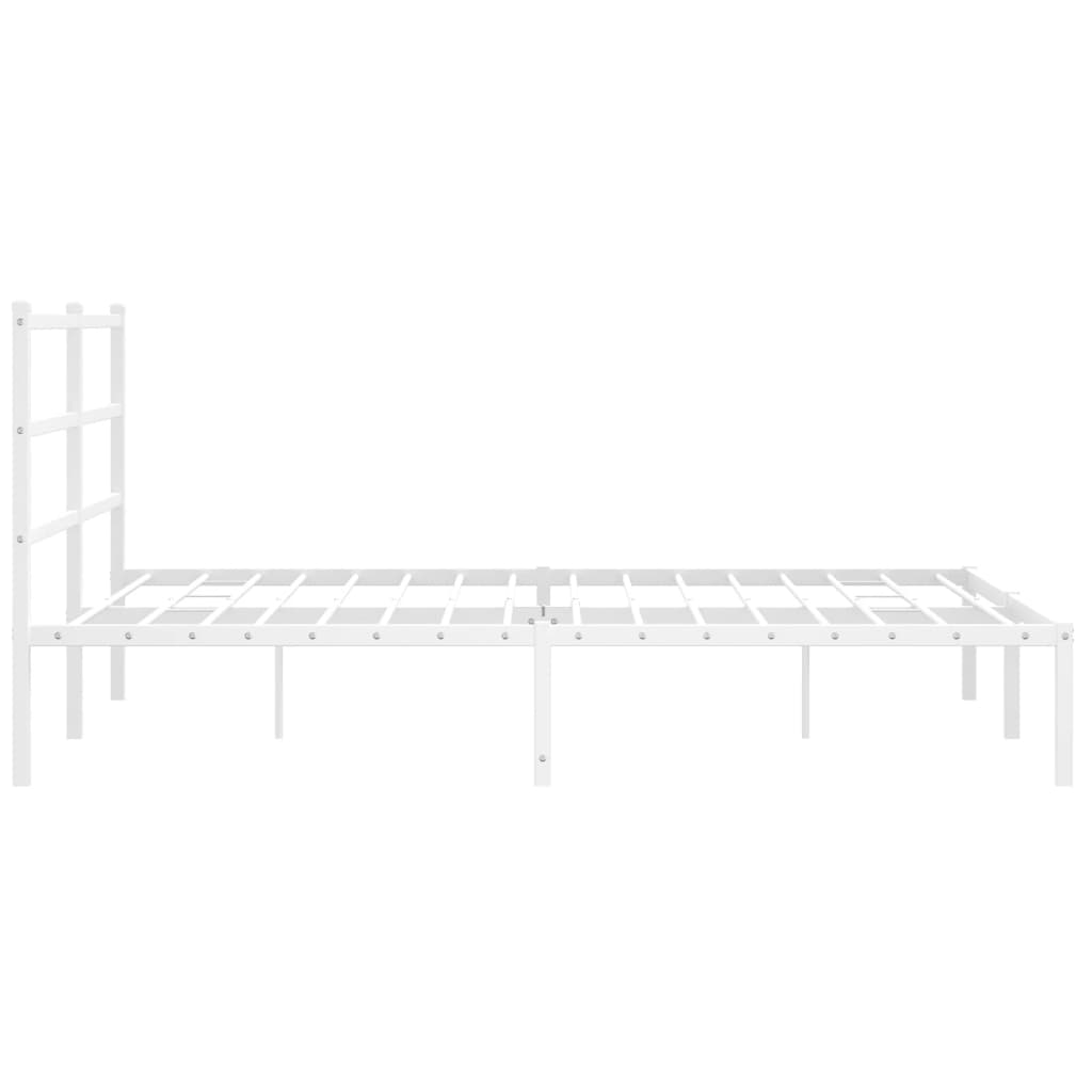 vidaXL Metalowa rama łóżka z wezgłowiem, biała, 160x200 cm
