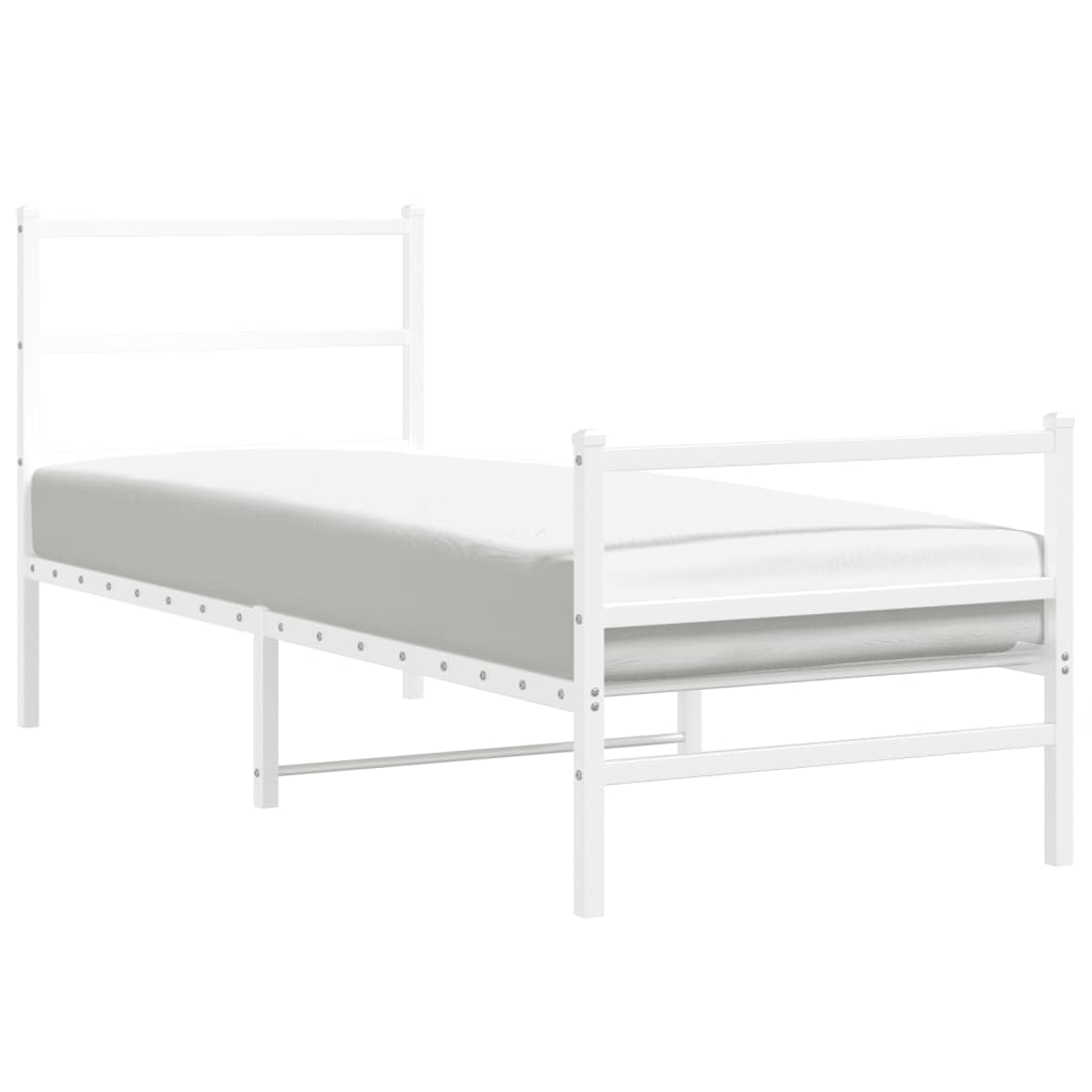 vidaXL Metalowa rama łóżka z wezgłowiem i zanóżkiem, biała, 80x200 cm