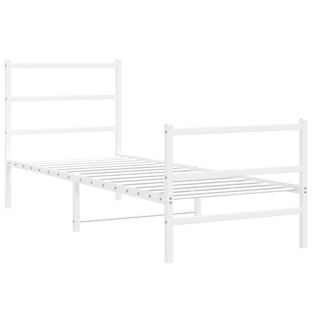 vidaXL Metalowa rama łóżka z wezgłowiem i zanóżkiem, biała, 80x200 cm