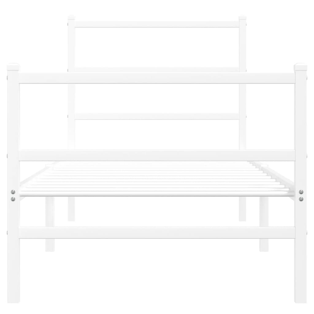 vidaXL Metalowa rama łóżka z wezgłowiem i zanóżkiem, biała, 80x200 cm