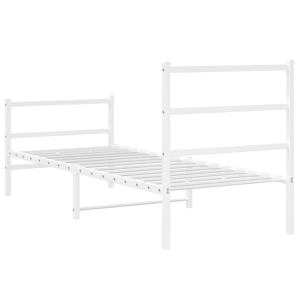 vidaXL Metalowa rama łóżka z wezgłowiem i zanóżkiem, biała, 80x200 cm