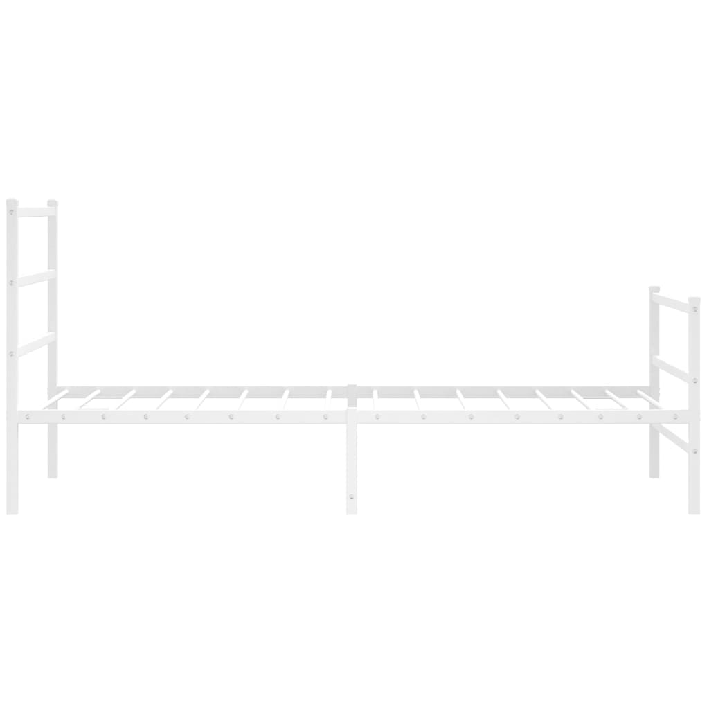 vidaXL Metalowa rama łóżka z wezgłowiem i zanóżkiem, biała, 107x203 cm