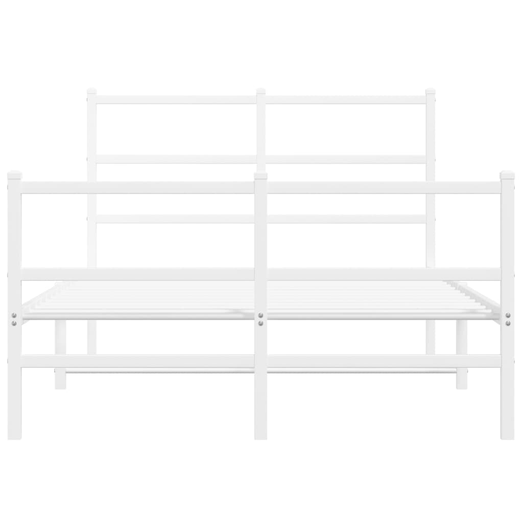 vidaXL Metalowa rama łóżka z wezgłowiem i zanóżkiem, biała, 120x190 cm