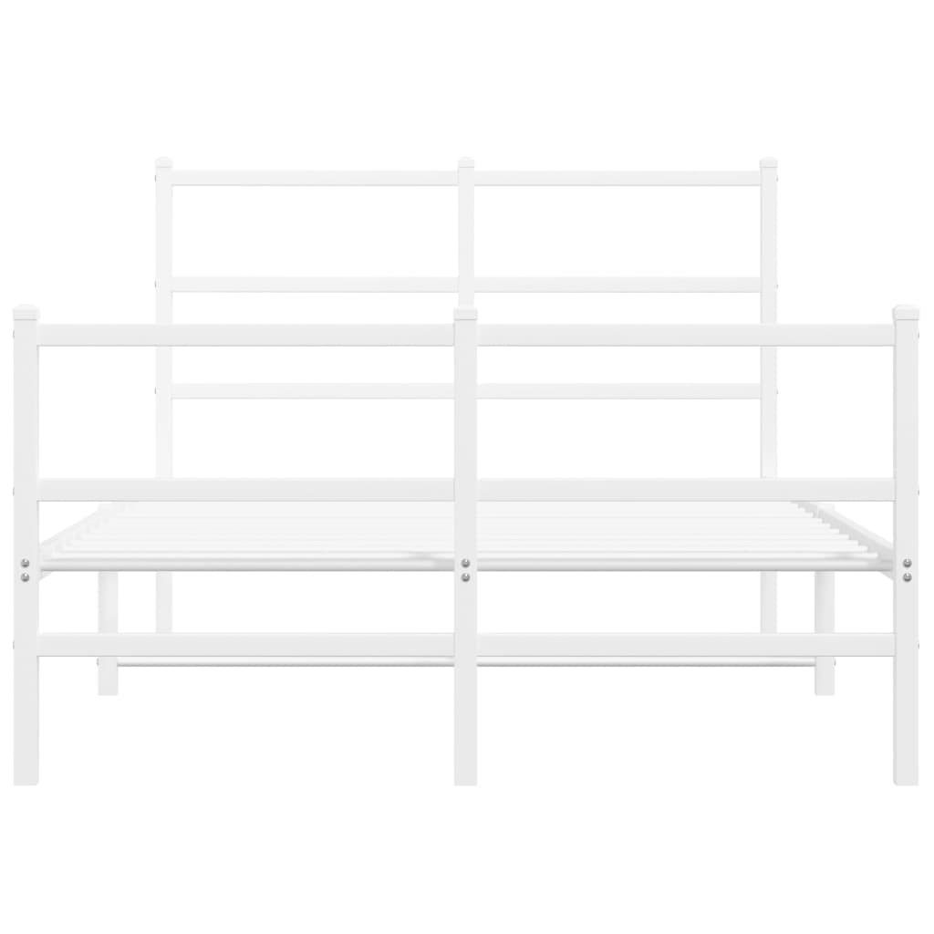 vidaXL Metalowa rama łóżka z wezgłowiem i zanóżkiem, biała, 120x200 cm