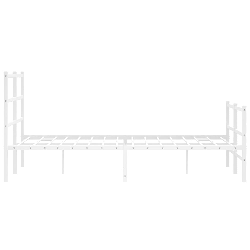 vidaXL Metalowa rama łóżka z wezgłowiem i zanóżkiem, biała, 120x200 cm