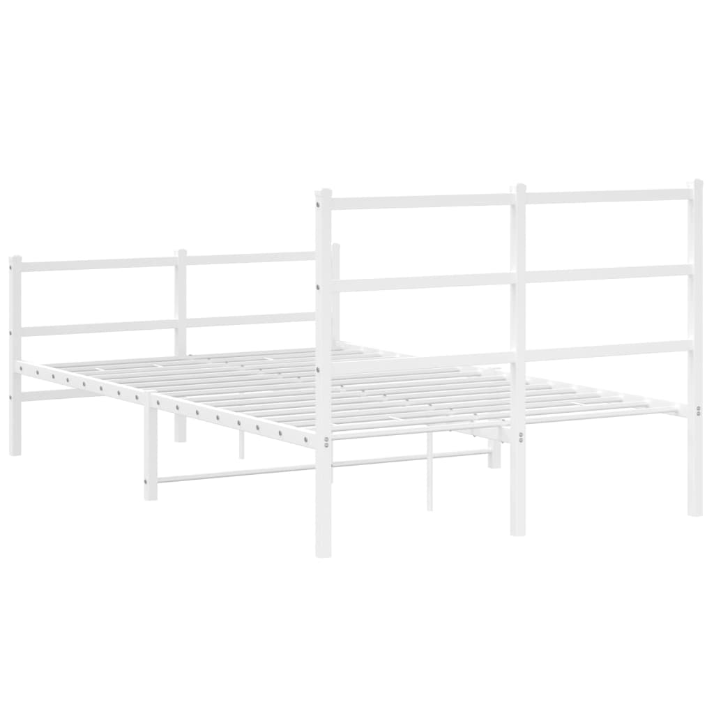 vidaXL Metalowa rama łóżka z wezgłowiem i zanóżkiem, biała, 120x200 cm