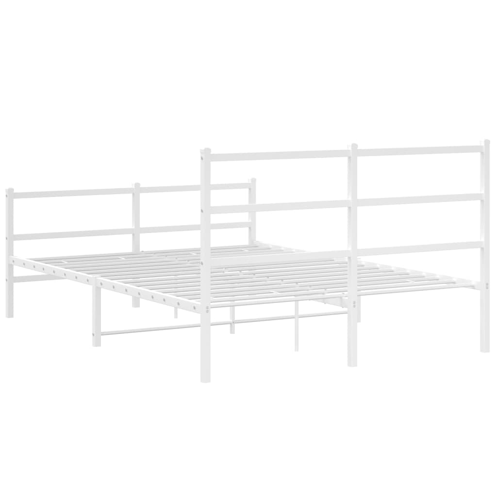 vidaXL Metalowa rama łóżka z wezgłowiem i zanóżkiem, biała, 140x190 cm