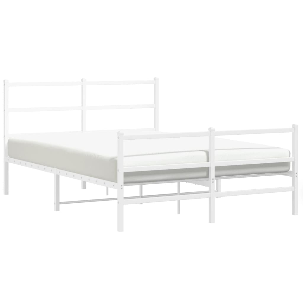 vidaXL Metalowa rama łóżka z wezgłowiem i zanóżkiem, biała, 140x200 cm