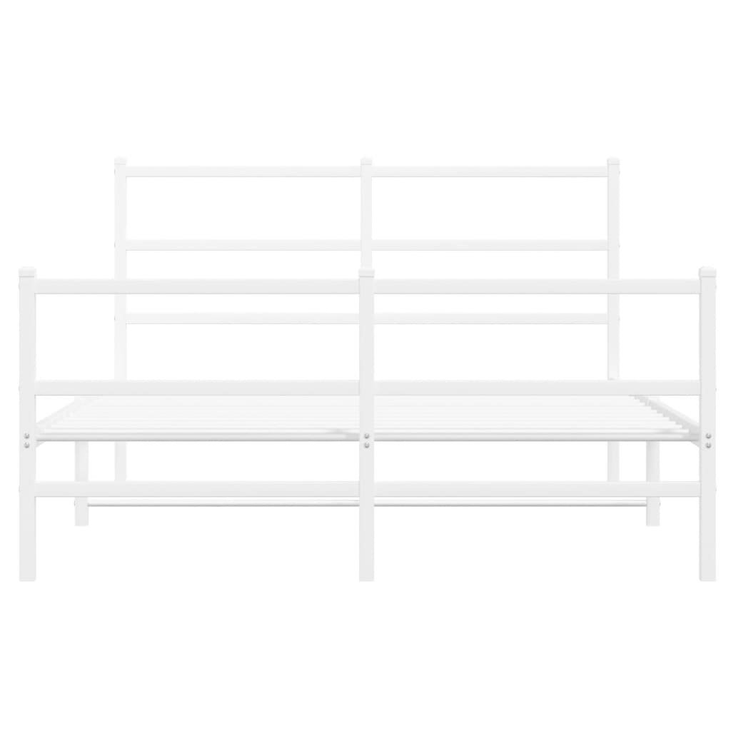 vidaXL Metalowa rama łóżka z wezgłowiem i zanóżkiem, biała, 140x200 cm