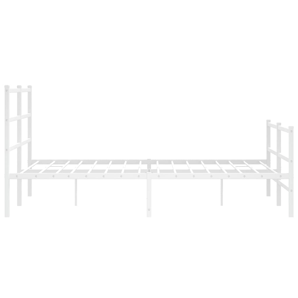 vidaXL Metalowa rama łóżka z wezgłowiem i zanóżkiem, biała, 140x200 cm