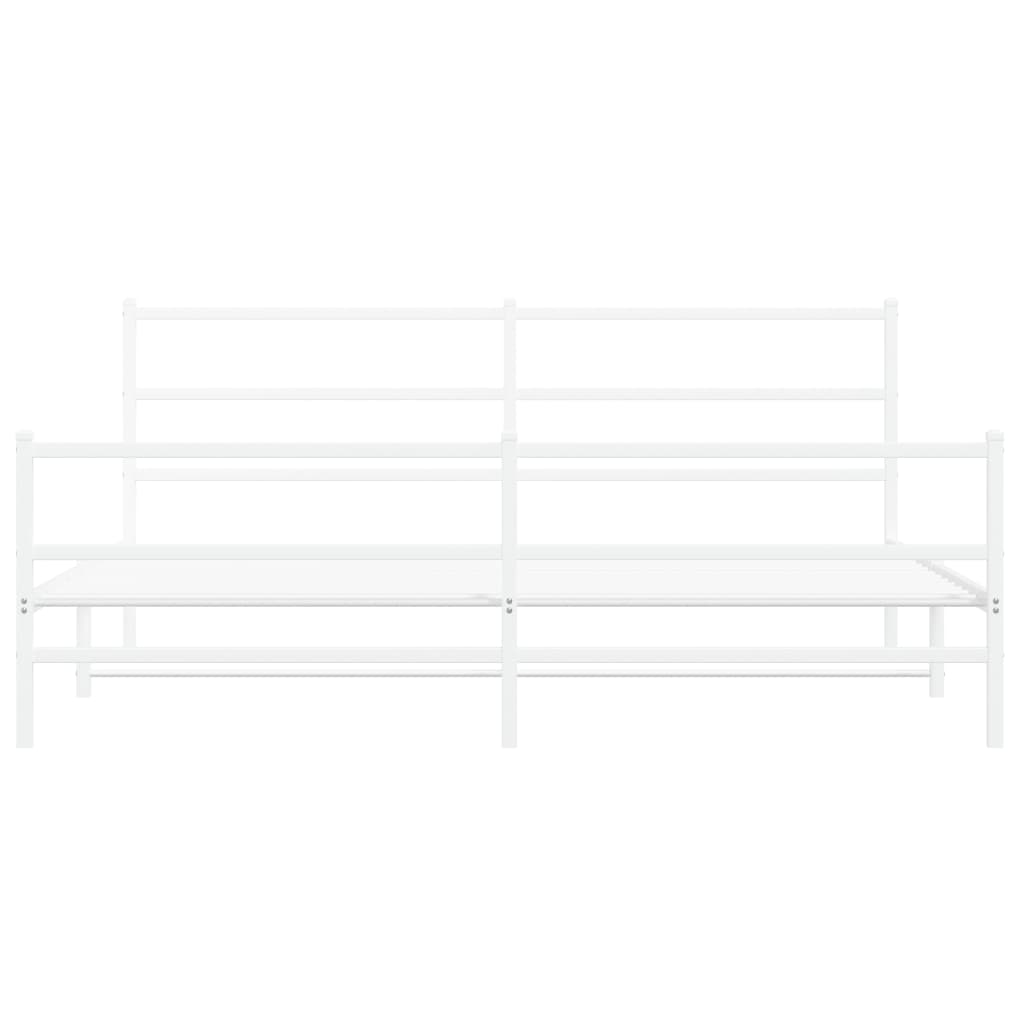 vidaXL Metalowa rama łóżka z wezgłowiem i zanóżkiem, biała, 183x213 cm