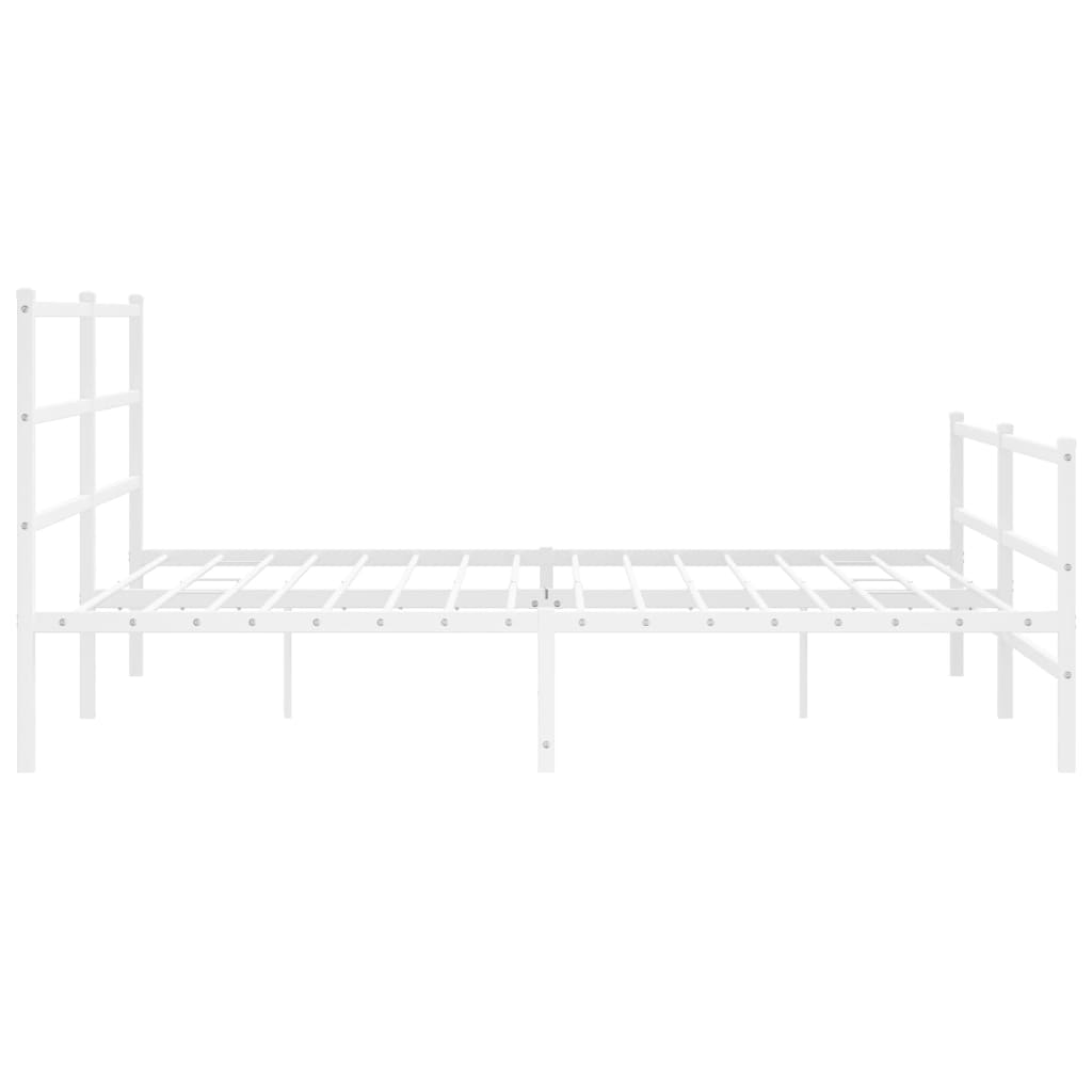 vidaXL Metalowa rama łóżka z wezgłowiem i zanóżkiem, biała, 183x213 cm