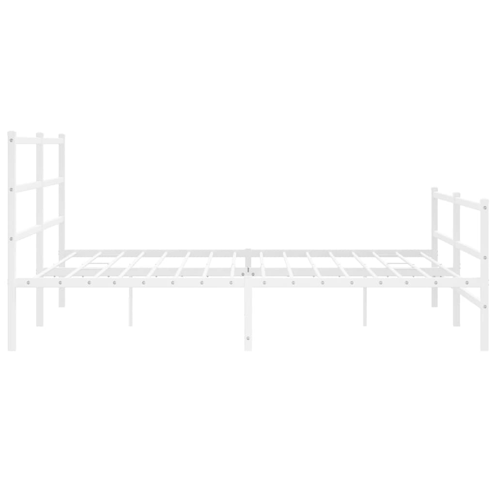 vidaXL Metalowa rama łóżka z wezgłowiem i zanóżkiem, biała, 200x200 cm