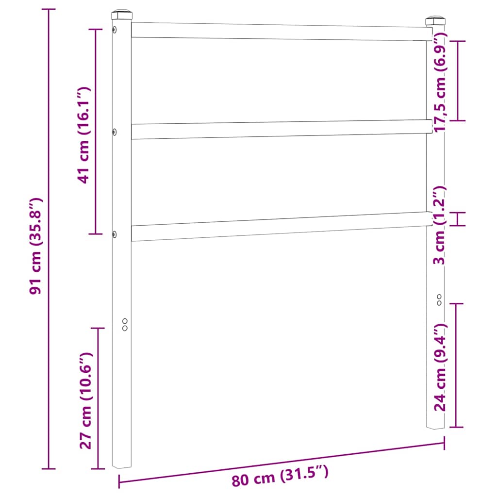 vidaXL Metalowe wymienne wezgłowie, białe, 75 cm