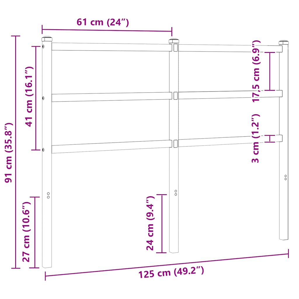 vidaXL Metalowe wymienne wezgłowie, białe, 120 cm