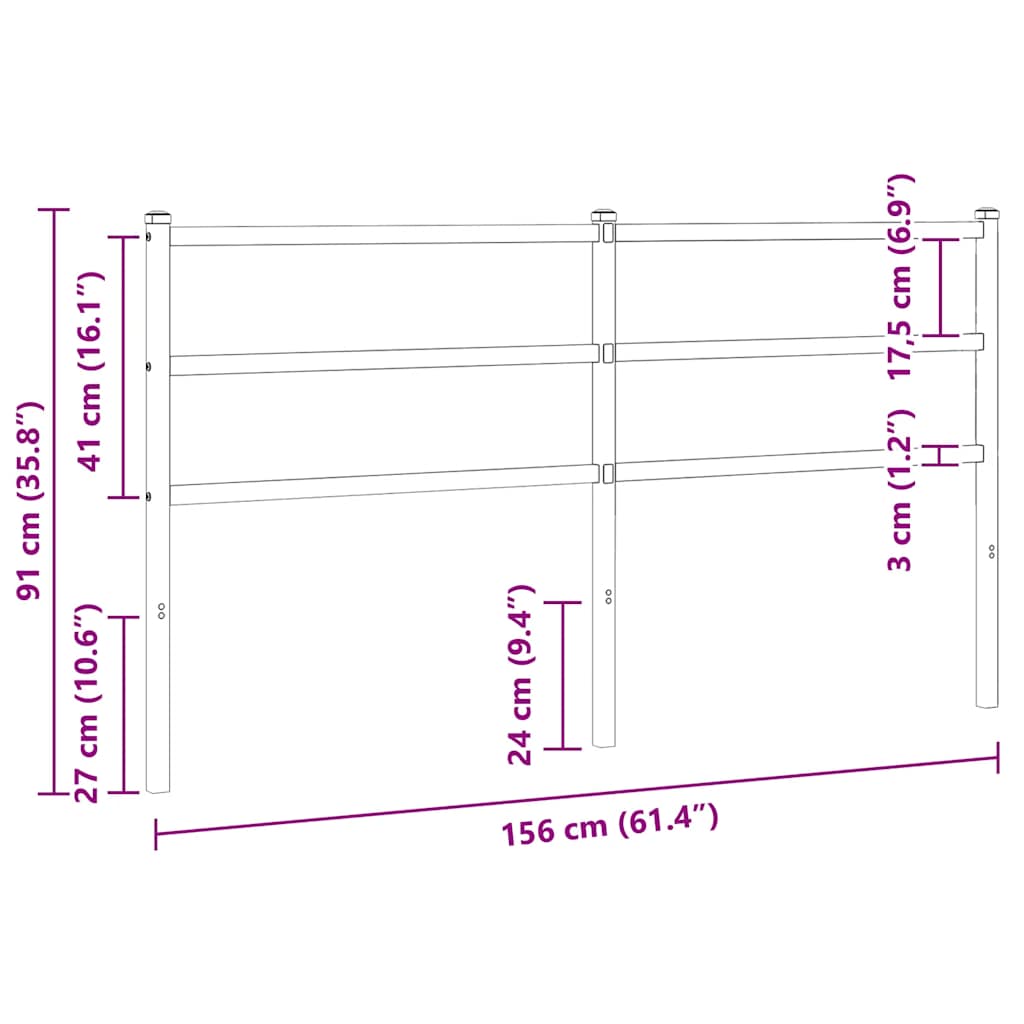 vidaXL Metalowe wymienne wezgłowie, białe, 150 cm