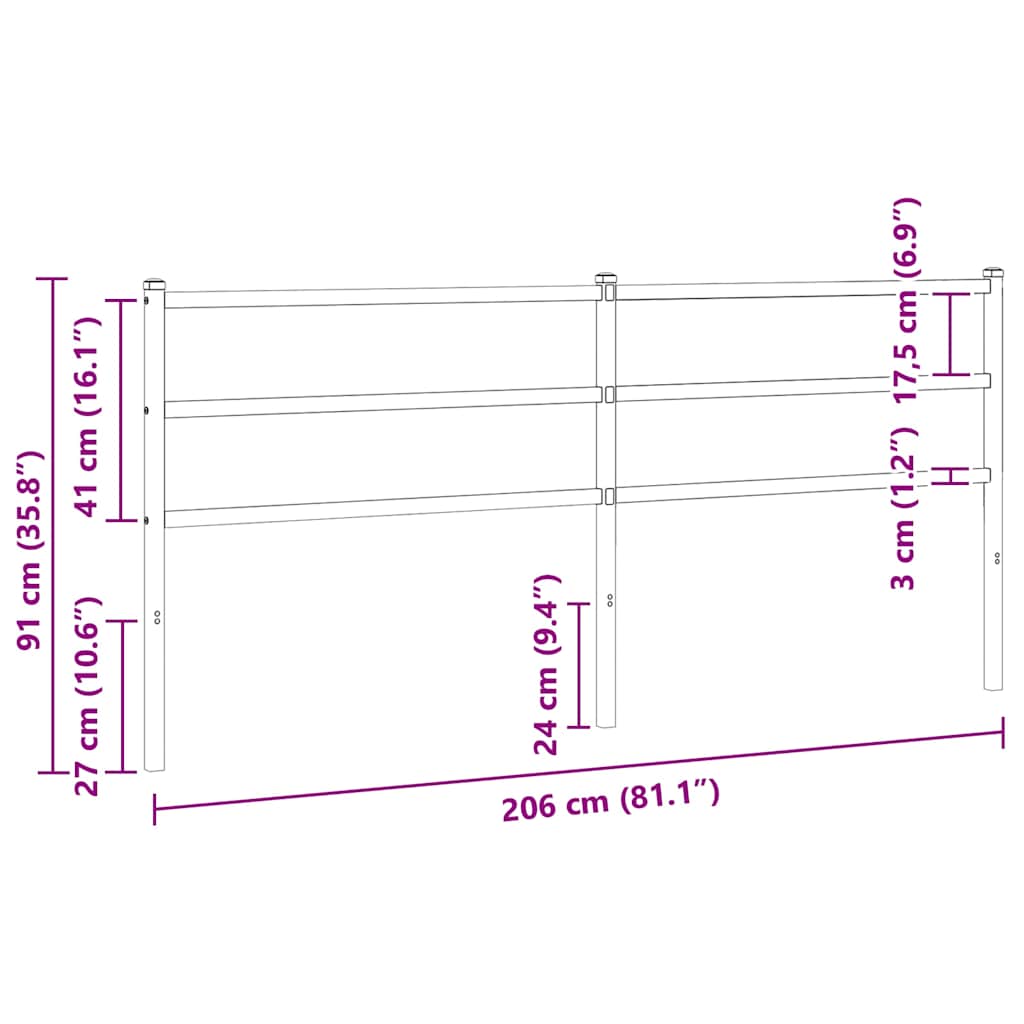vidaXL Metalowe wymienne wezgłowie, białe, 200 cm