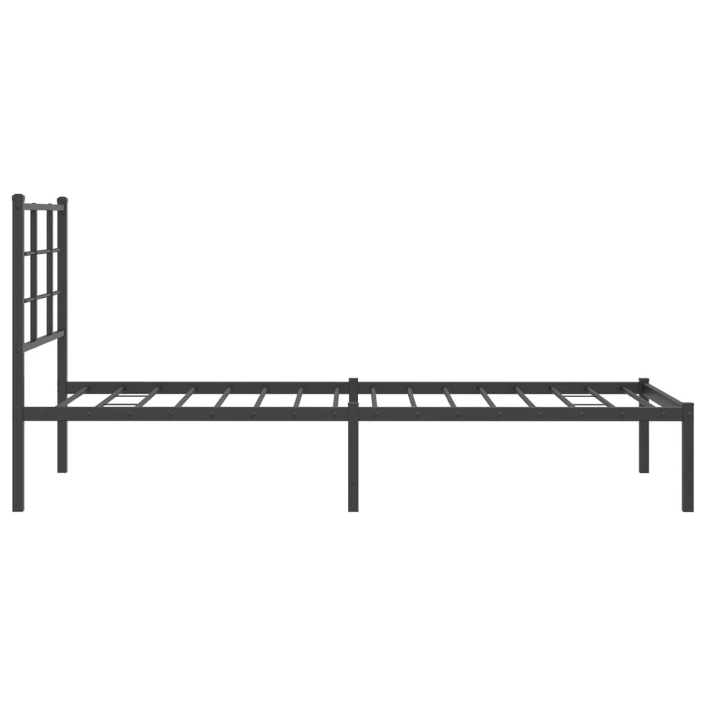 vidaXL Metalowa rama łóżka z wezgłowiem, czarna, 75x190 cm