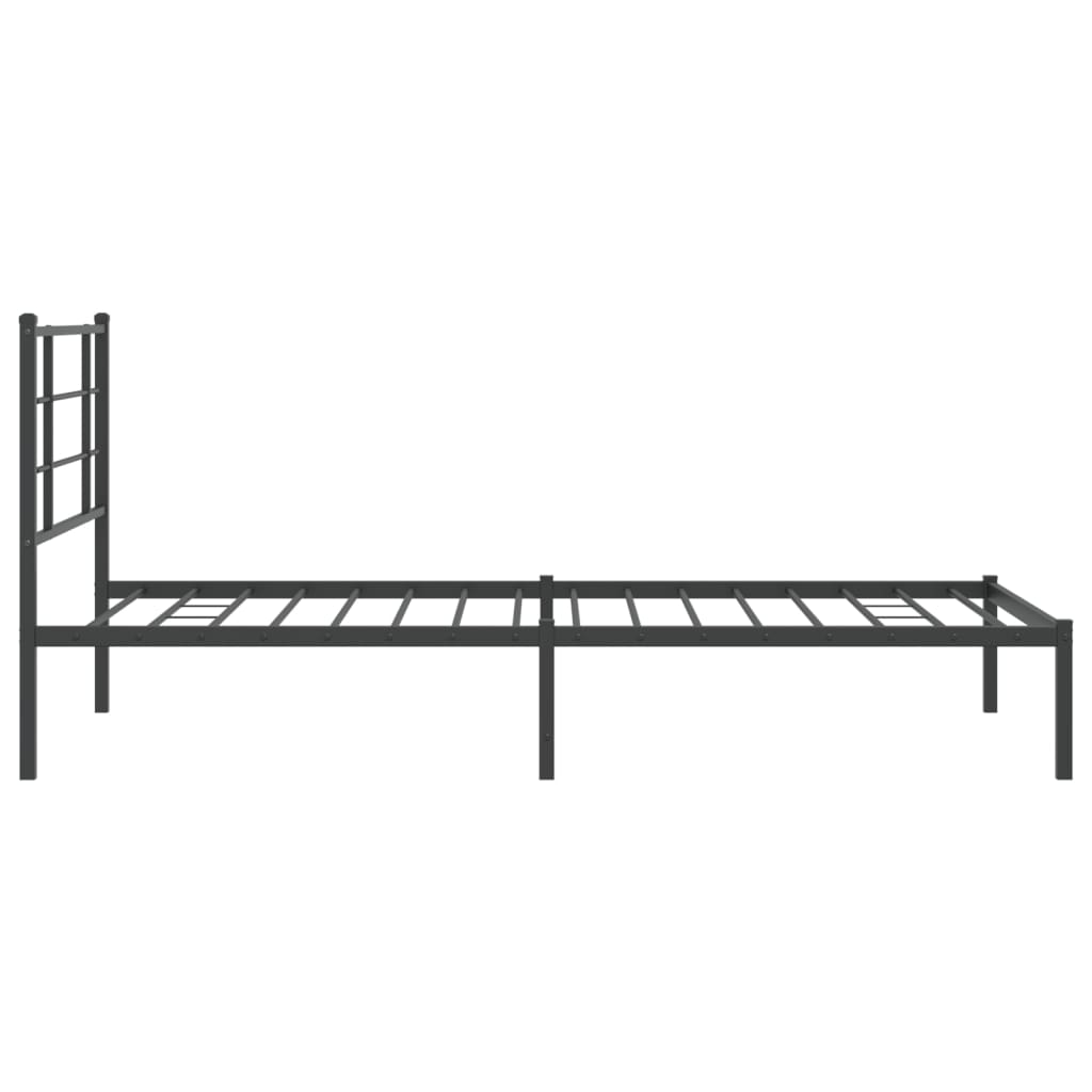 vidaXL Metalowa rama łóżka z wezgłowiem, czarna, 107x203 cm
