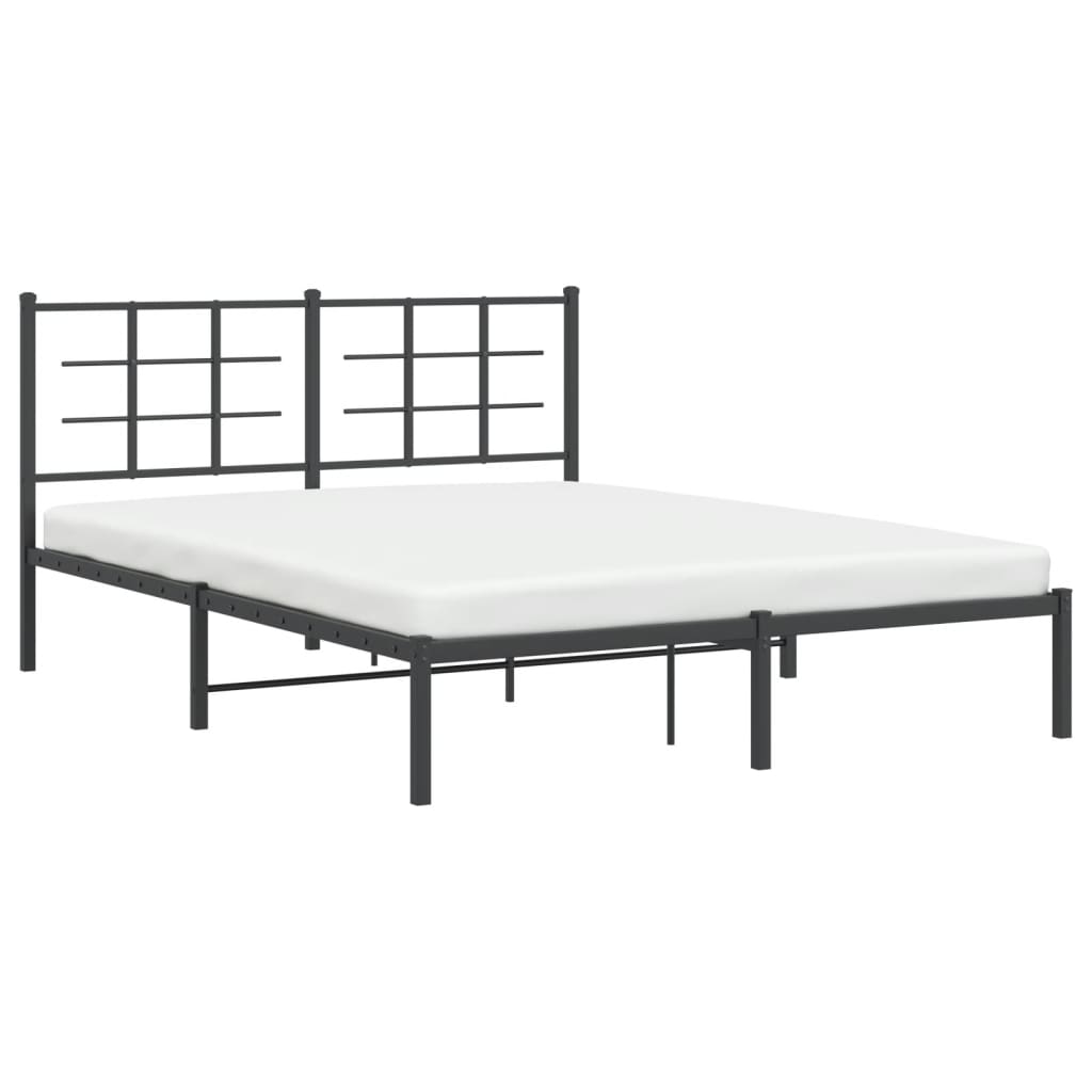vidaXL Metalowa rama łóżka z wezgłowiem, czarna, 150x200 cm