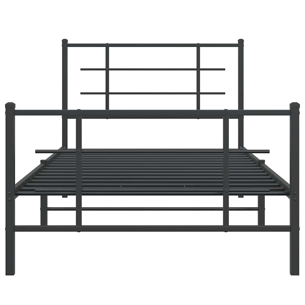 vidaXL Metalowa rama łóżka z wezgłowiem i zanóżkiem, czarna, 100x200cm