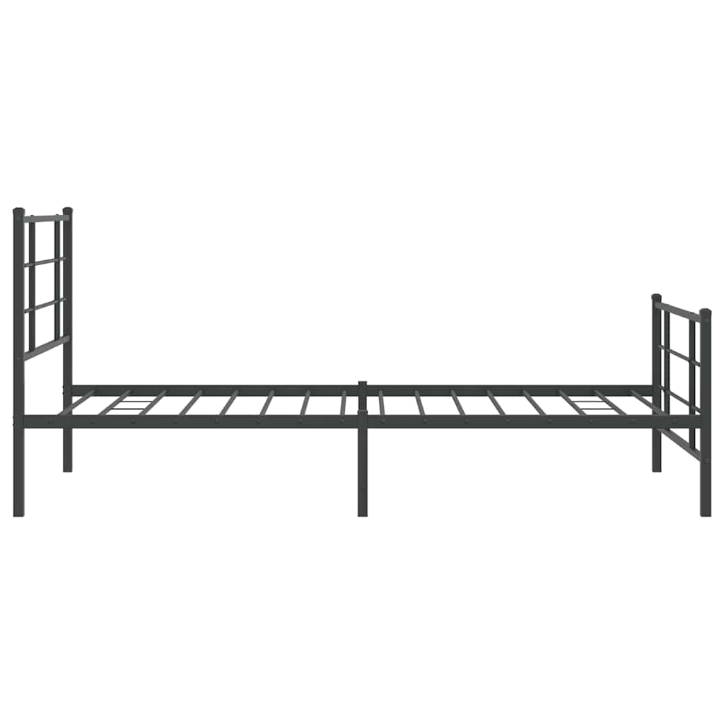 vidaXL Metalowa rama łóżka z wezgłowiem i zanóżkiem, czarna, 107x203cm