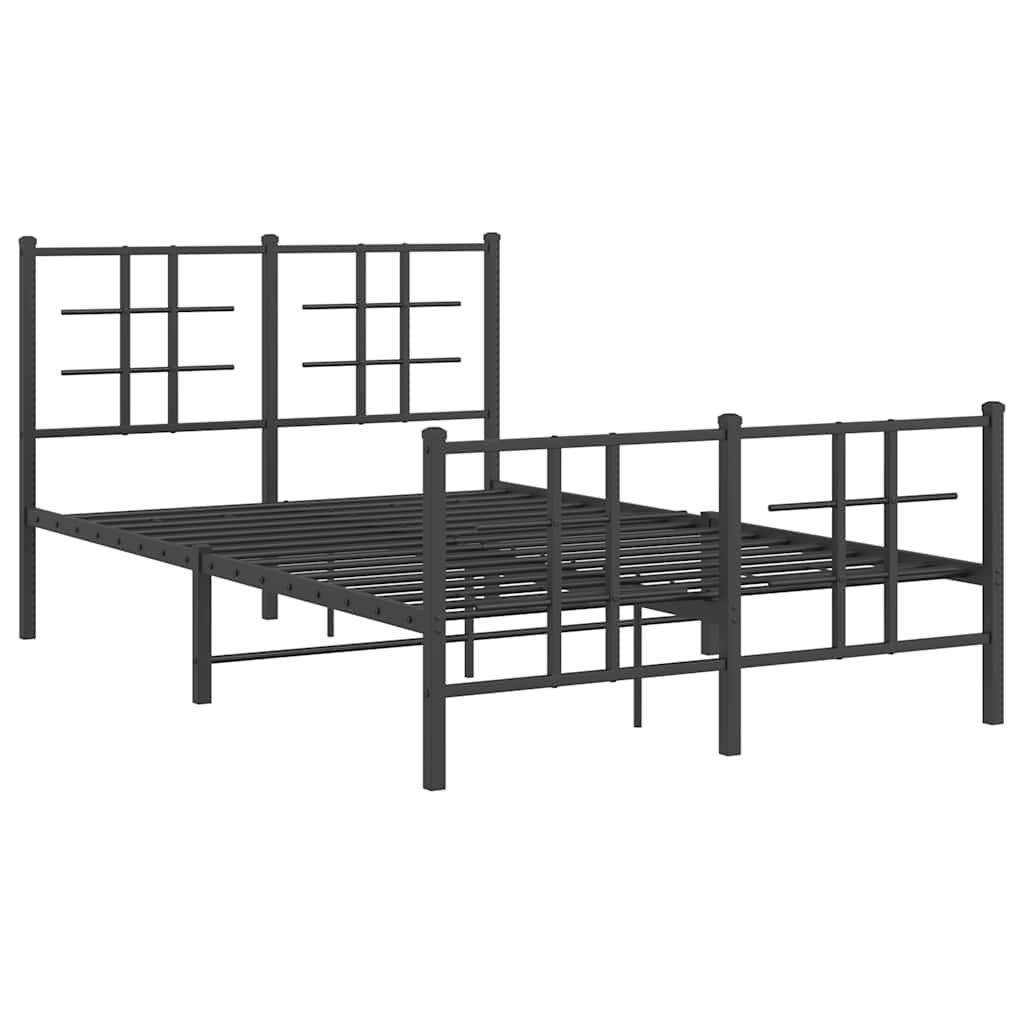 vidaXL Metalowa rama łóżka z wezgłowiem i zanóżkiem, czarna, 120x190cm