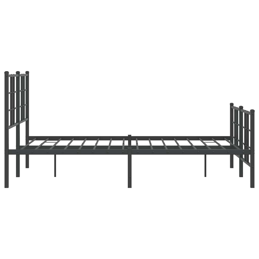 vidaXL Metalowa rama łóżka z wezgłowiem i zanóżkiem, czarna, 120x190cm