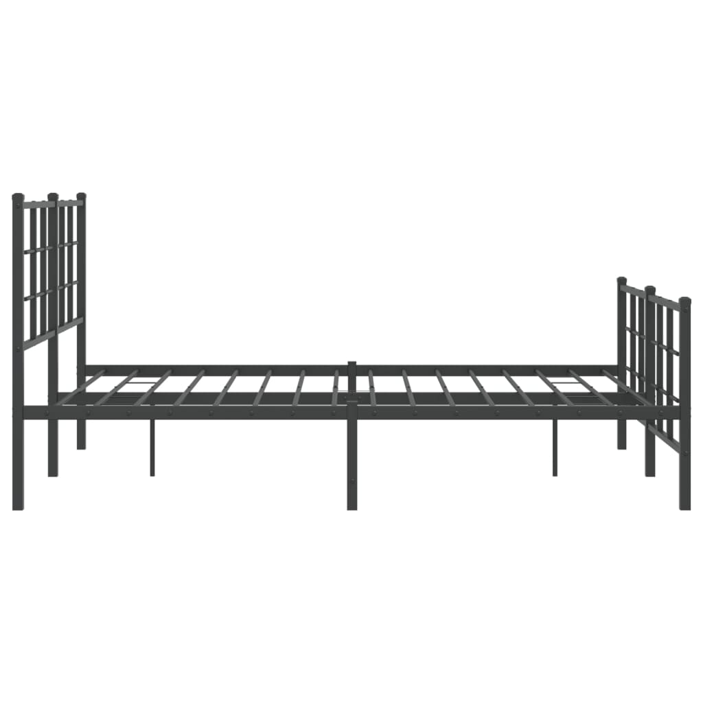 vidaXL Metalowa rama łóżka z wezgłowiem i zanóżkiem, czarna, 135x190cm