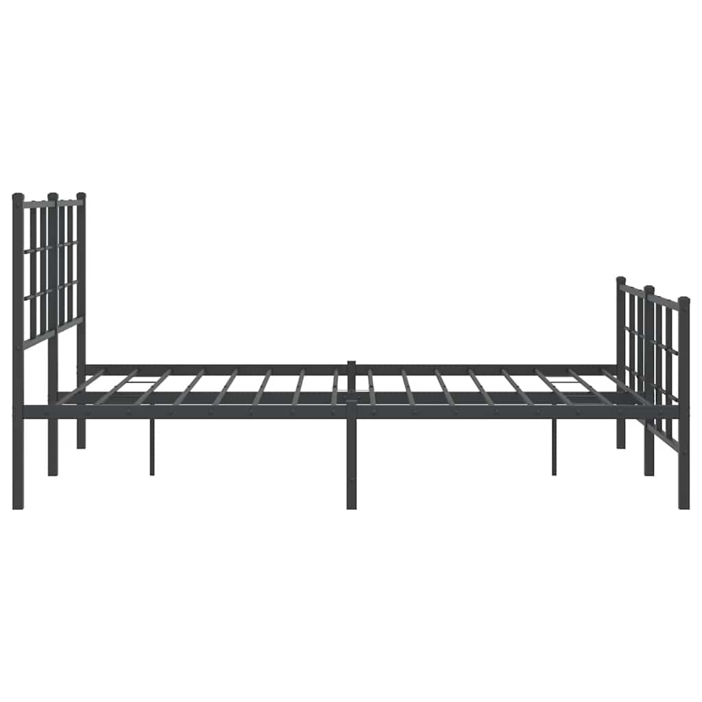 vidaXL Metalowa rama łóżka z wezgłowiem i zanóżkiem, czarna, 140x190cm