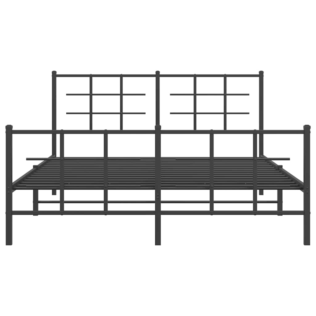 vidaXL Metalowa rama łóżka z wezgłowiem i zanóżkiem, czarna, 150x200cm