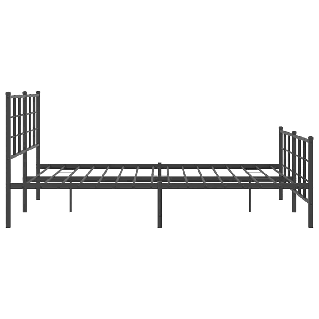 vidaXL Metalowa rama łóżka z wezgłowiem i zanóżkiem, czarna, 150x200cm