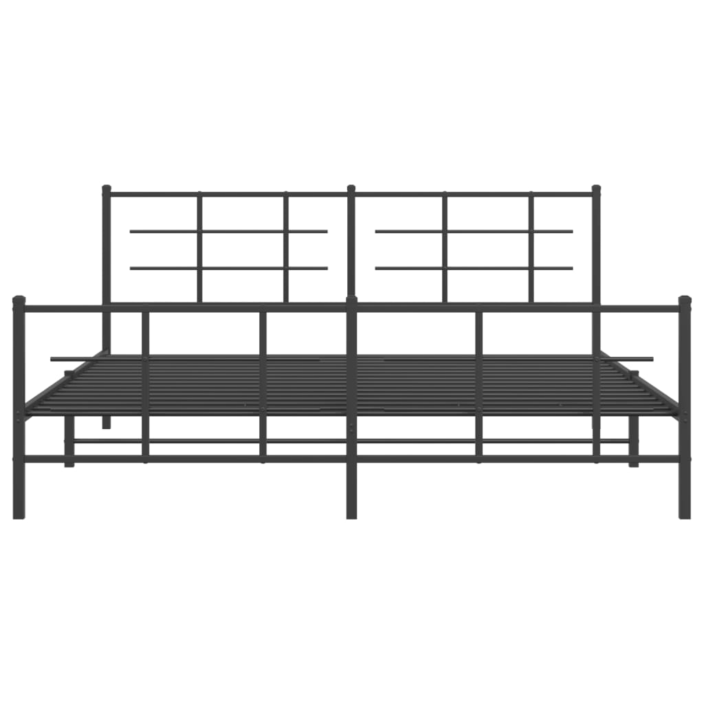 vidaXL Metalowa rama łóżka z wezgłowiem i zanóżkiem, czarna, 183x213cm