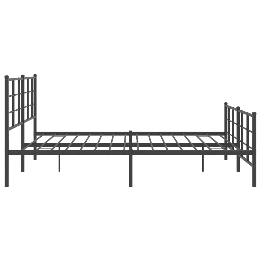 vidaXL Metalowa rama łóżka z wezgłowiem i zanóżkiem, czarna, 183x213cm