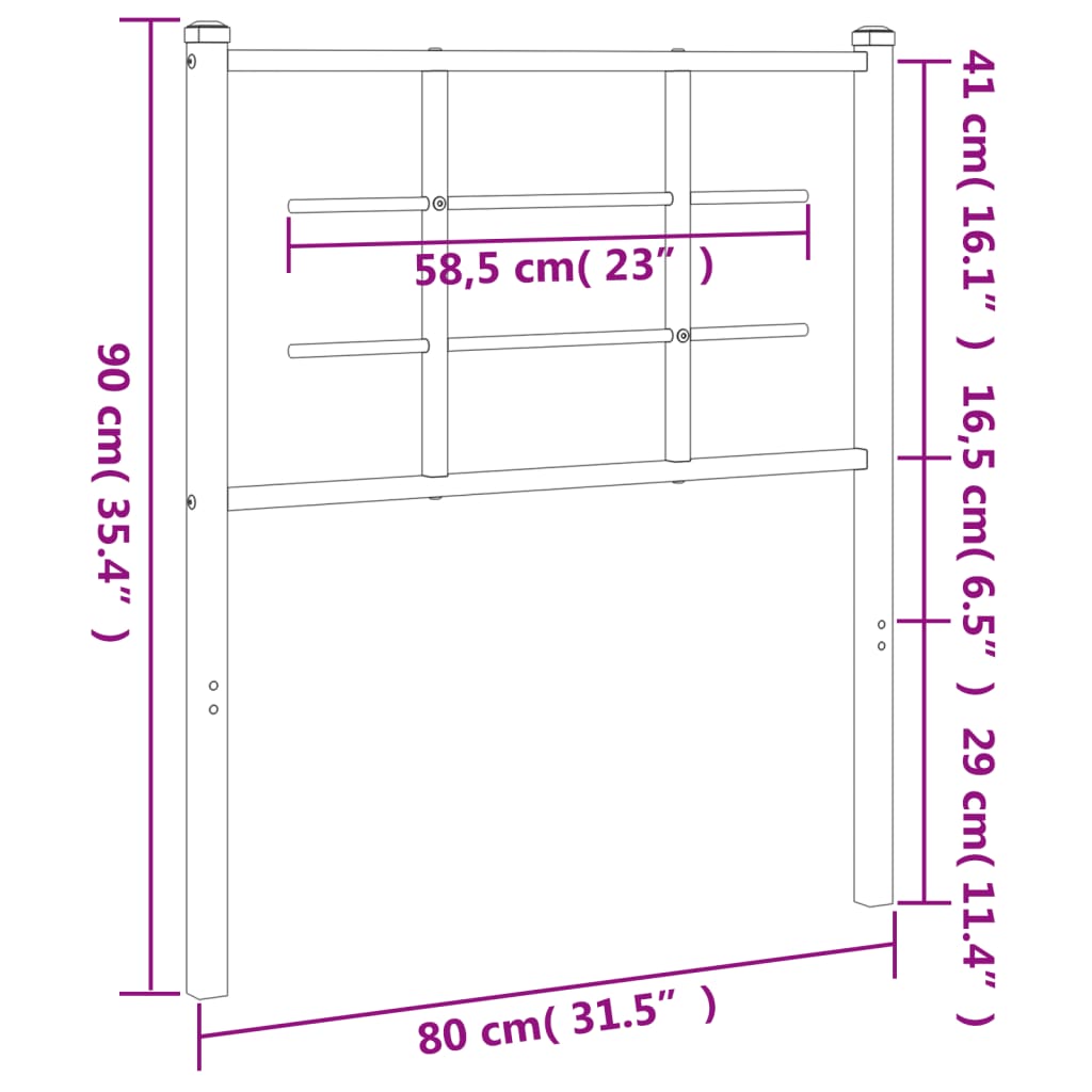 vidaXL Metalowe wymienne wezgłowie, czarne, 75 cm