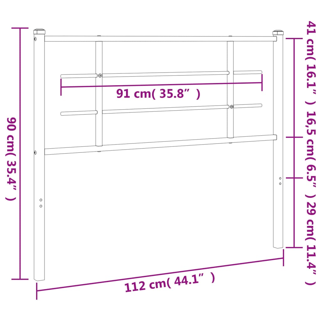 vidaXL Metalowe wymienne wezgłowie, czarne, 107 cm