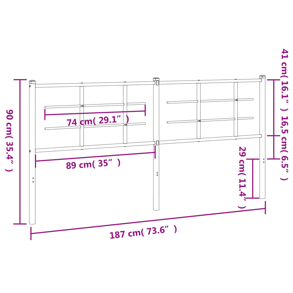 vidaXL Metalowe wymienne wezgłowie, czarne, 180 cm