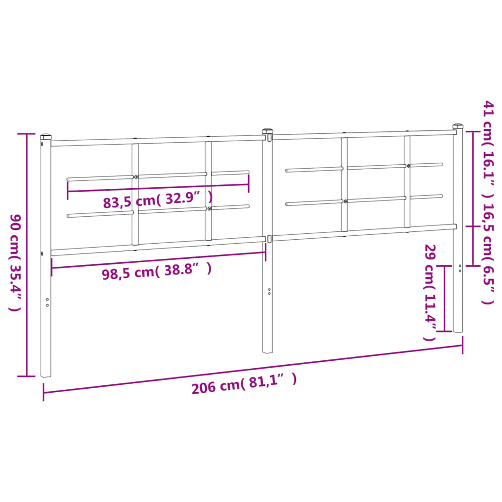 vidaXL Metalowe wymienne wezgłowie, czarne, 200 cm