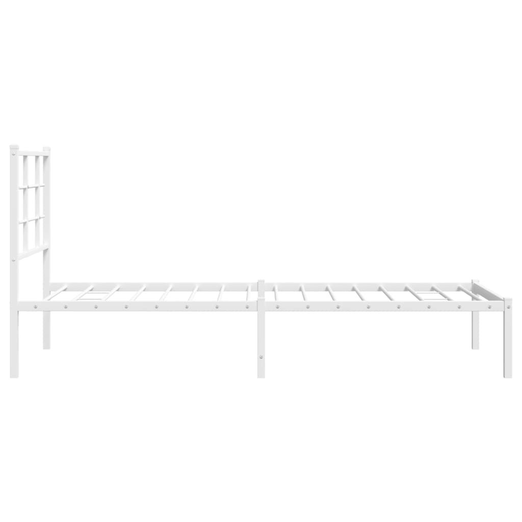 vidaXL Metalowe łóżko z wezgłowiem, bez materaca, białe, 75x190 cm