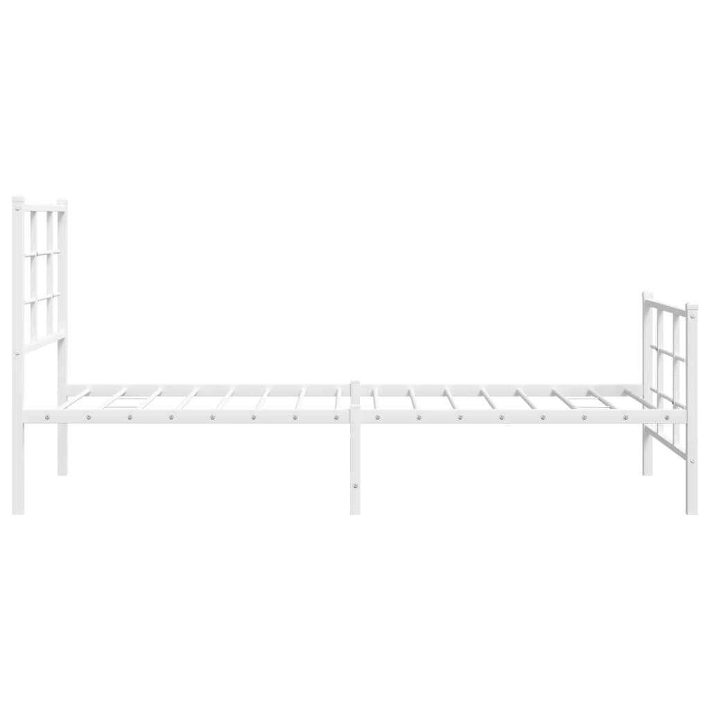 vidaXL Metalowa rama łóżka z wezgłowiem i zanóżkiem, biała, 75x190 cm