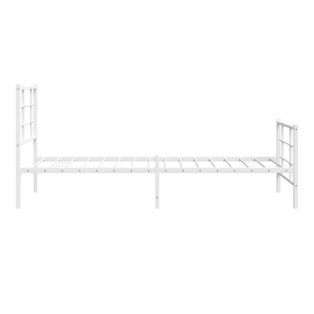 vidaXL Metalowa rama łóżka z wezgłowiem i zanóżkiem, biała, 90x190 cm
